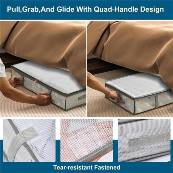 2 Pack Under Bed Storage Containers Bins, Humid-Proof Plastic Underbed Storage - Picture 4 of 7